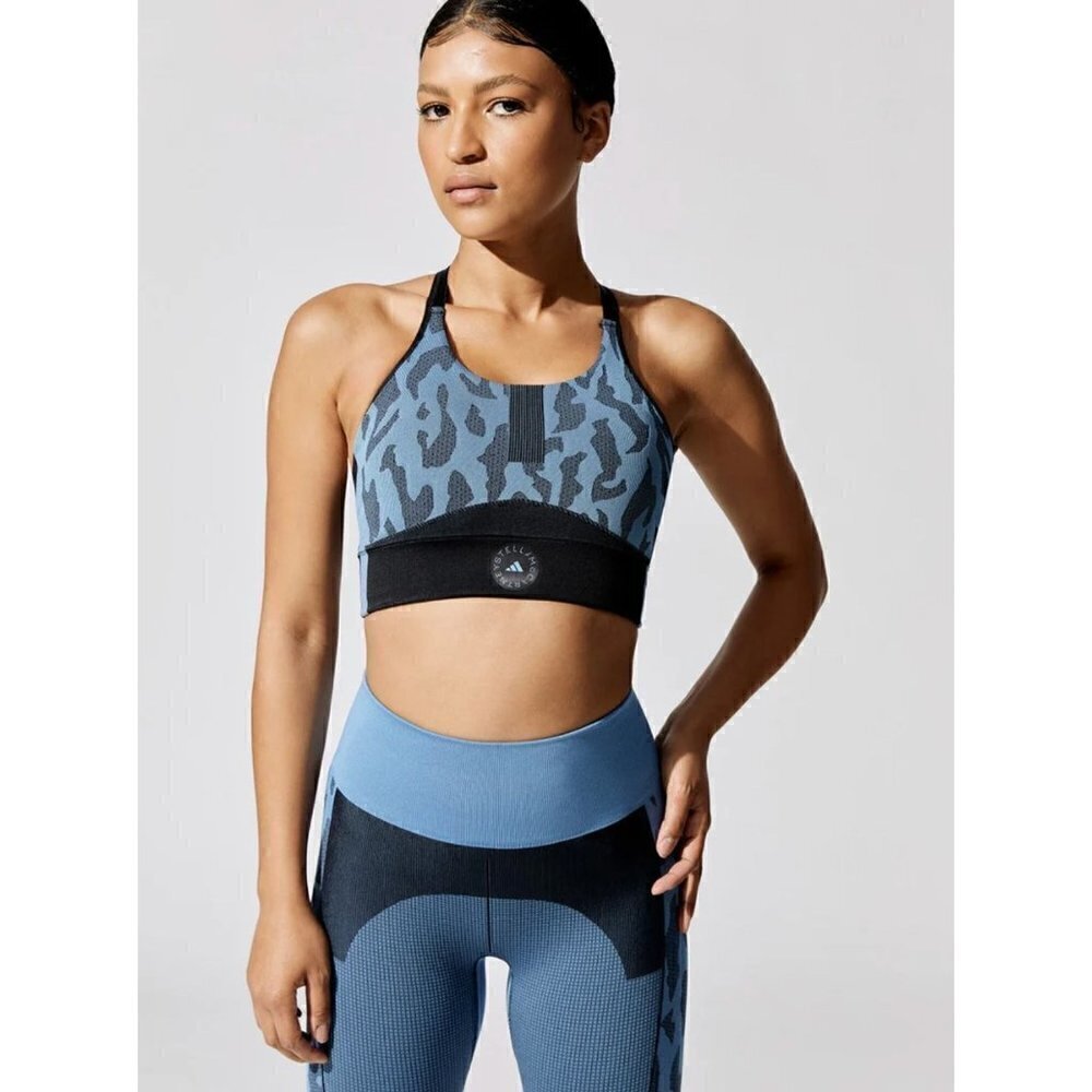 adidas by Stella Mccartney TruePurpose Crisscross Animal-Print Sports Bra Size X